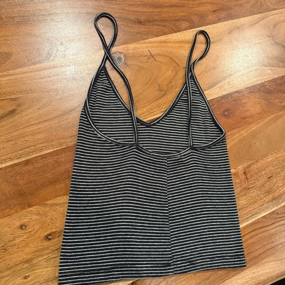 Brandy Melville Black and White Striped Crop Tank Top Spaghetti Straps - Picture 4 of 10